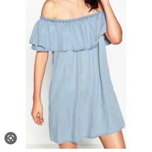 ZARA | Off shoulder Denim dress •Size small